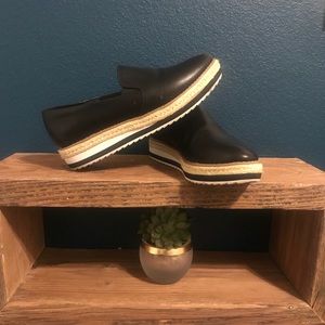 Black and white loafers